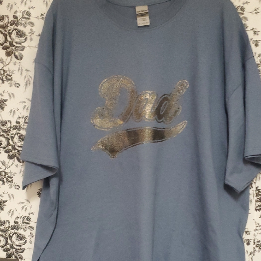Blue T-Shirt with Gold 'Dad' Print